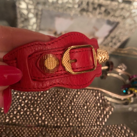 Balenciaga giant bracelet gold red leather - Picture 8 of 14
